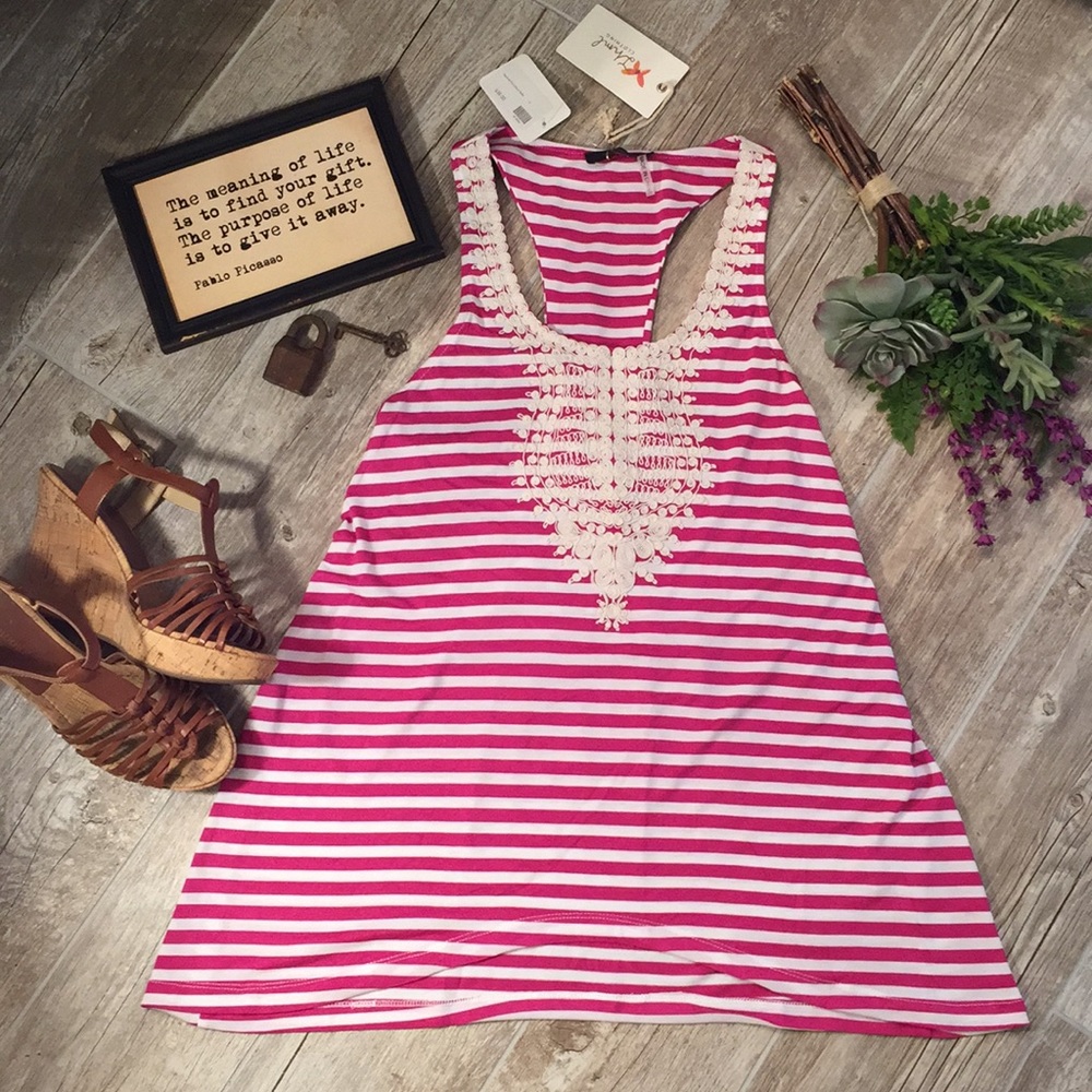 New! pink and white stripe tank